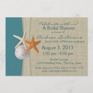 Rustic Ocean Starfish Bridal Shower Invitation