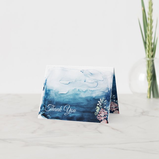 Rustic Ocean Wedding Folded Thank You Card (Front)