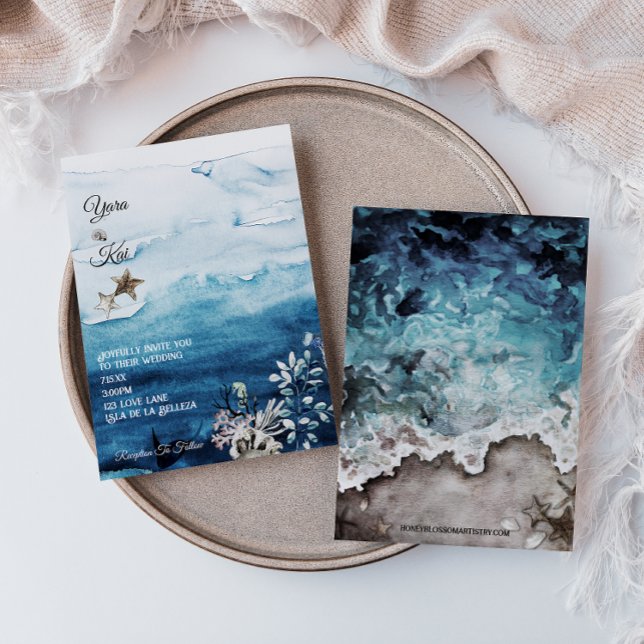 Rustic Ocean Wedding Invitation (Creator Uploaded)