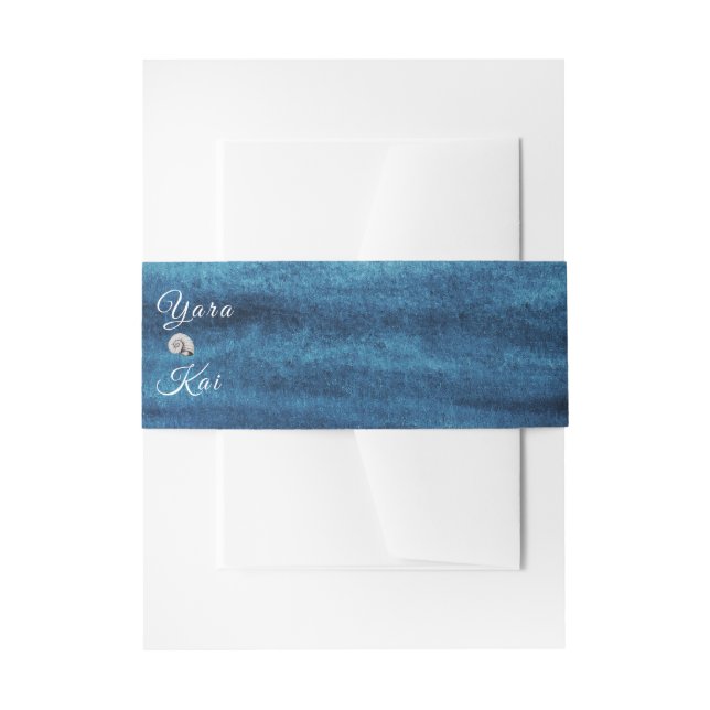 Rustic Ocean Wedding Invitation Belly Band (Front Example)