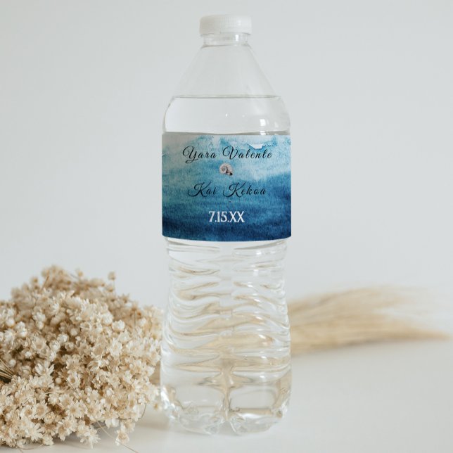 Rustic Ocean Wedding Water Bottle Label (Creator Uploaded)
