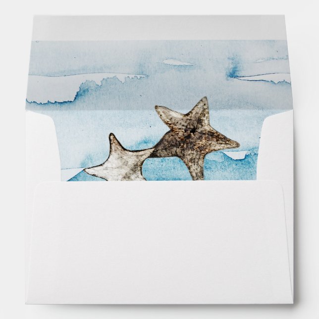 Rustic Ocean White Wedding Envelope (Back (Bottom))