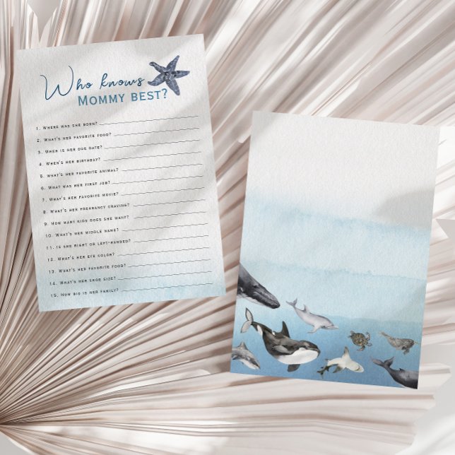 Rustic Ocean Who Knows Mummy Baby Shower Game Card (Creator Uploaded)