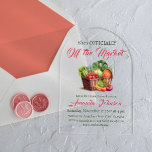Rustic Off the Market Farmhouse Bridal Shower Acrylic Invitations
