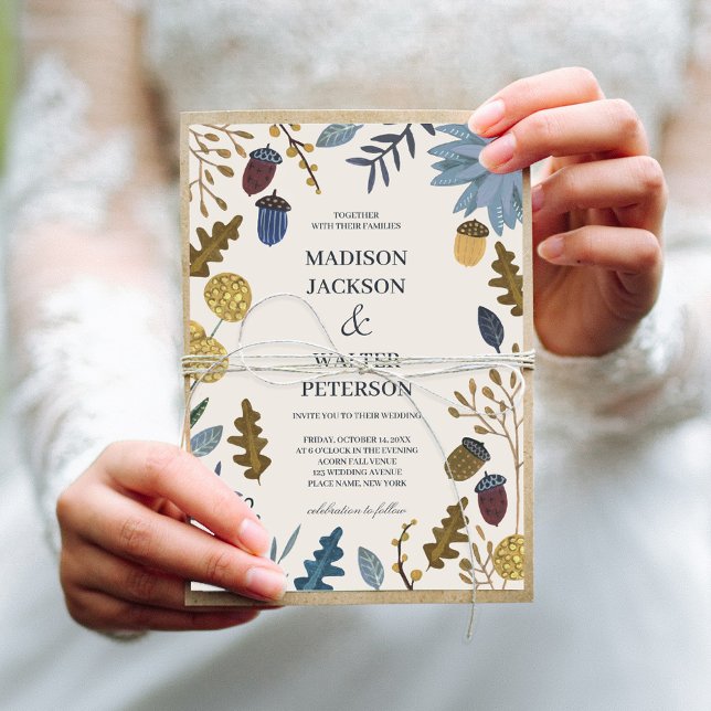 Rustic off-white fall leaves wedding invitation (Rustic off-white fall leaves wedding invitation)