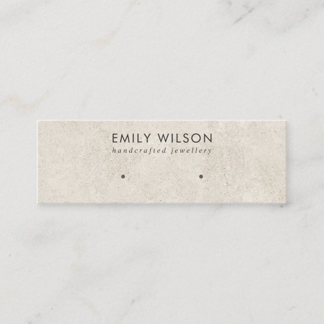 RUSTIC OFF WHITE GREY STUCCO STUD EARRING DISPLAY MINI BUSINESS CARD (Front)