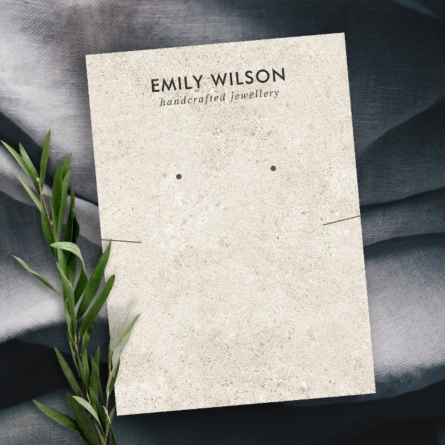 RUSTIC OFF WHITE STUCCO NECKLACE EARRING DISPLAY BUSINESS CARD (Creator Uploaded)