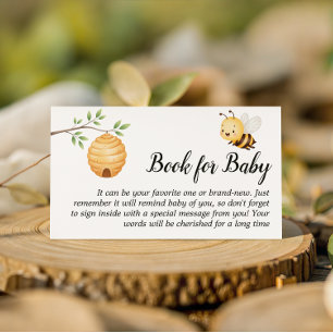 Rustic Oh Babee Honey Bee Book For Baby Shower Enclosure Card