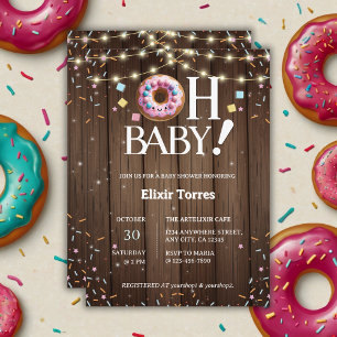 Rustic Oh Baby Doughnut & Sprinkle Kawaii Baby Sho Invitation