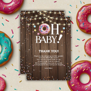 Rustic Oh Baby Doughnut & Sprinkle Kawaii Baby Sho Thank You Card