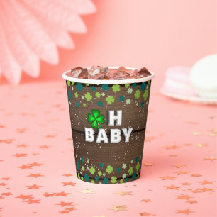Rustic Oh Baby St. Patrick's Day Baby Shower Paper Cups