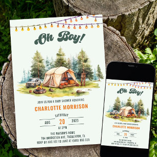 Rustic Oh Boy Camping Baby Shower Party  Invitation