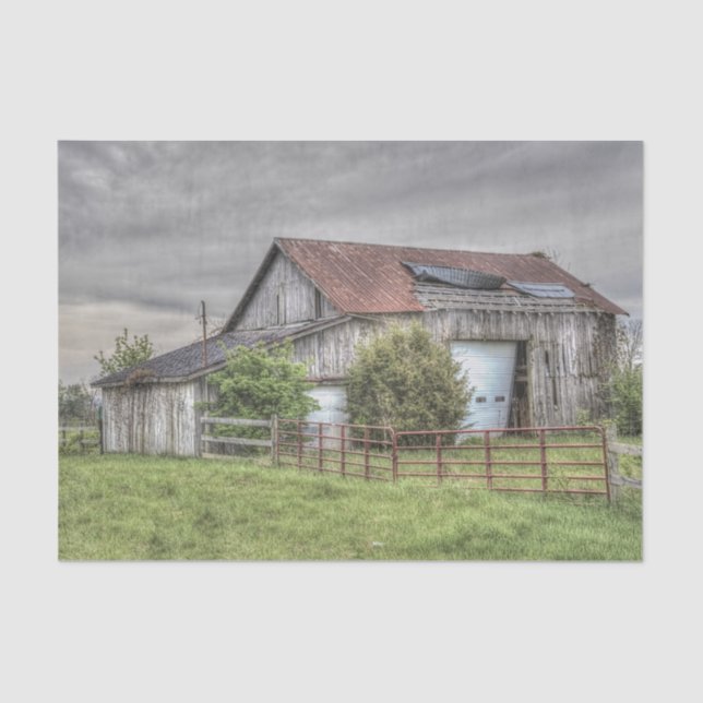 Rustic Ohio Barn Under Storm Clouds Tissue Paper (Front)