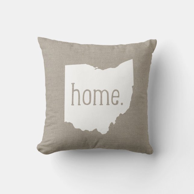 Rustic Ohio Home State Throw Pillow (Front)
