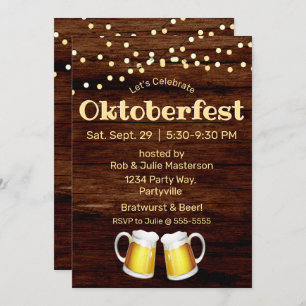 Rustic Oktoberfest Light Beer Invitation