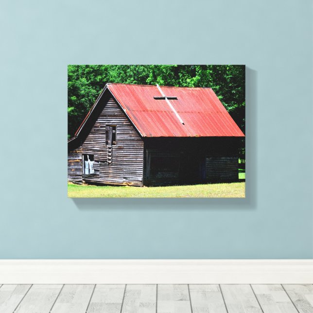 rustic old barn canvas print (Insitu (Wood Floor))