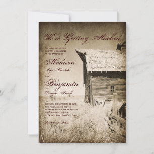 Rustic Old Barn Country Wedding Invitations