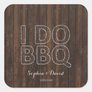 Rustic Old Barn String Lights I DO BBQ Square Sticker