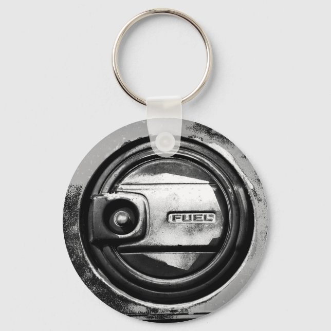 Rustic Old Car Fuel Tank Cap Key Ring (Front)