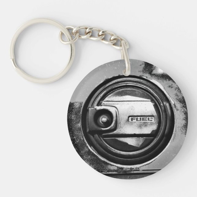 Rustic Old Car Fuel Tank Cap Key Ring (Front)