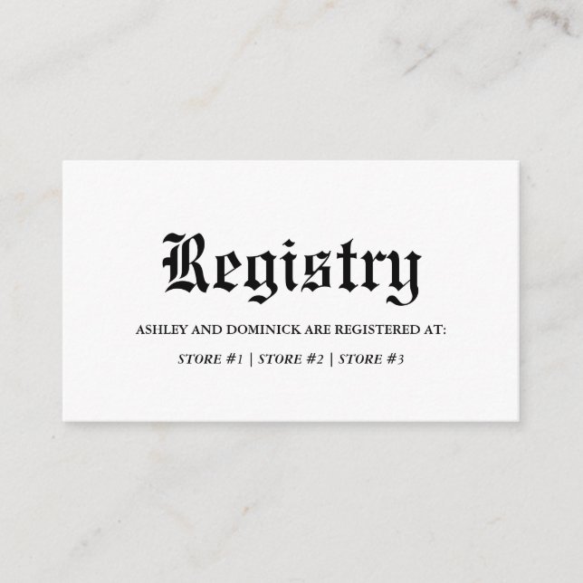 Rustic Old English Celtic Gothic Wedding Registry  Enclosure Card (Front)