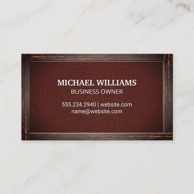 Rustic Old Frame | Leather Texture Business Card (Front)