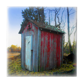 Rustic Old Junk Yard Outhouse Ceramic Tile