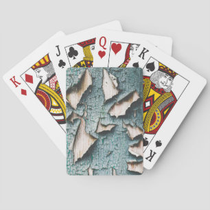 Rustic old light blue green peeling paint playing cards