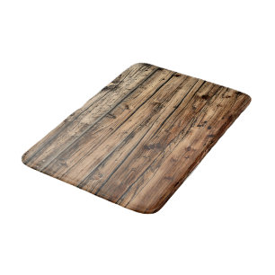 Rustic old oak wood wagon boards bath mat