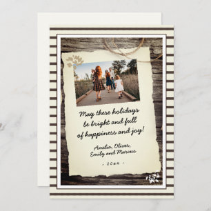 Rustic Old Paper Hand-written Script Photo Holiday Card