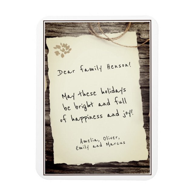 Rustic Old Paper Merry Christmas Script Holiday Magnet (Vertical)