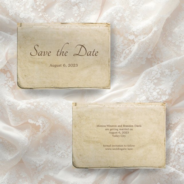 Rustic Old Paper Save The Date Card (Creator Uploaded)