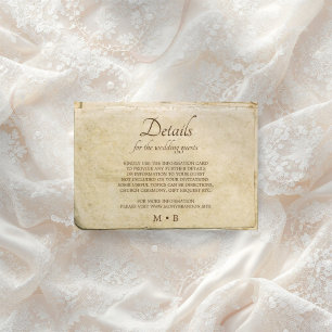 Rustic old paper vintage wedding enclosure card