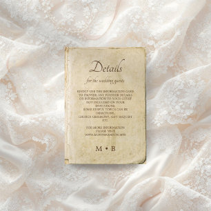 Rustic old paper vintage wedding enclosure card