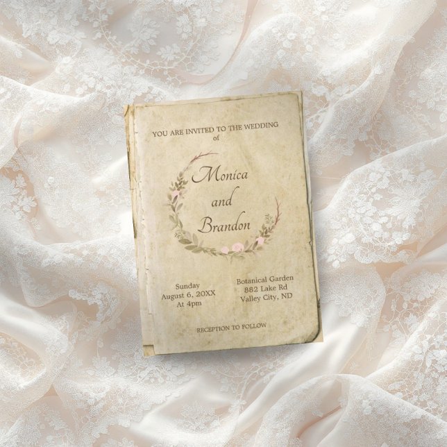 Rustic Old Paper Vintage Wedding Invitation  (Creator Uploaded)