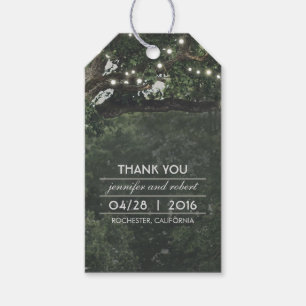 Rustic Old Tree String Lights Wedding Thank You Gift Tags