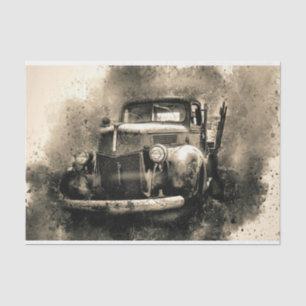 Rustic Old Vintage Truck Decoupage Tissue Paper