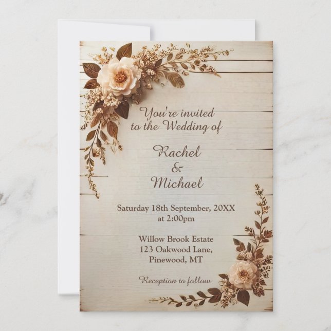 Rustic Old Vintage Wedding Invitation (Front)