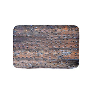 Rustic Old Weathered Wood with Nails Bath Mat