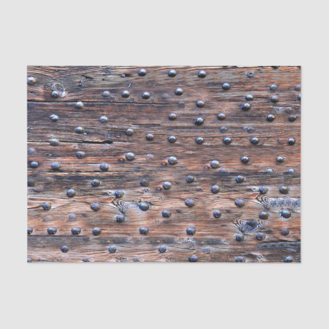 Rustic Old Weathered Wood with Nails Tissue Paper (Front)