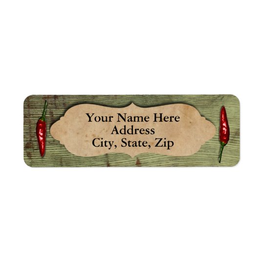 Rustic Old Wood Red Peppers Return Address Label