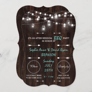 Rustic Old Wood String Lights After Wedding BBQ Invitation