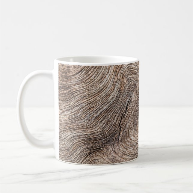 Rustic old wood, textured background coffee mug (Left)
