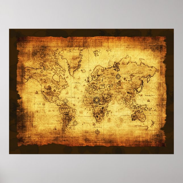 Rustic Old World Map Poster (Front)