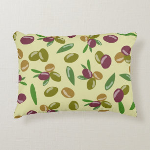 Rustic Olive and Olive Leaves Pattern Decorative Cushion