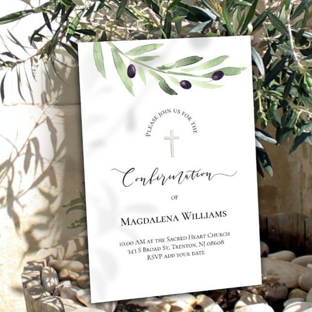 rustic olive branch Catholic Confirmation Invitation (Creator Uploaded)