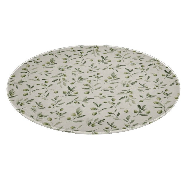 Rustic Olive Branch Mediterranean Pattern Cutting Board (Corner)