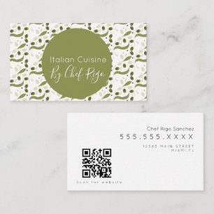 Rustic Olive Branch Pattern Italian Chef Business Card