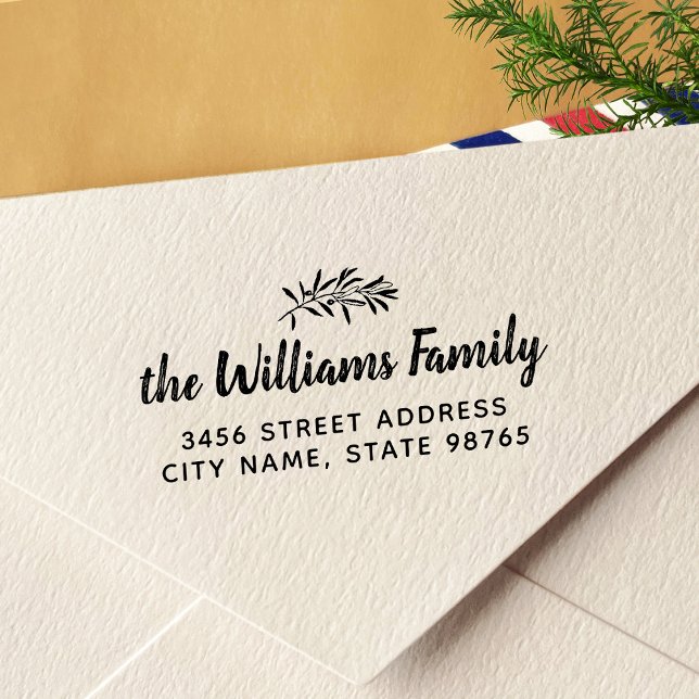 Rustic Olive Branch Return Address Self-inking Stamp (Creator Uploaded)