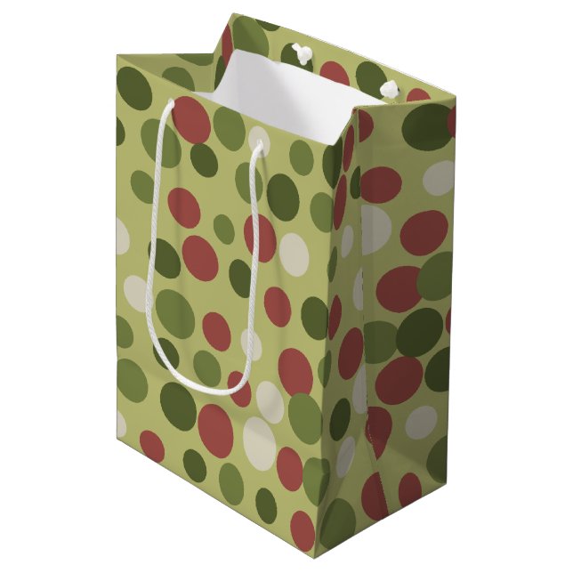 Rustic Olive Dots Gift Bag (Front Angled)